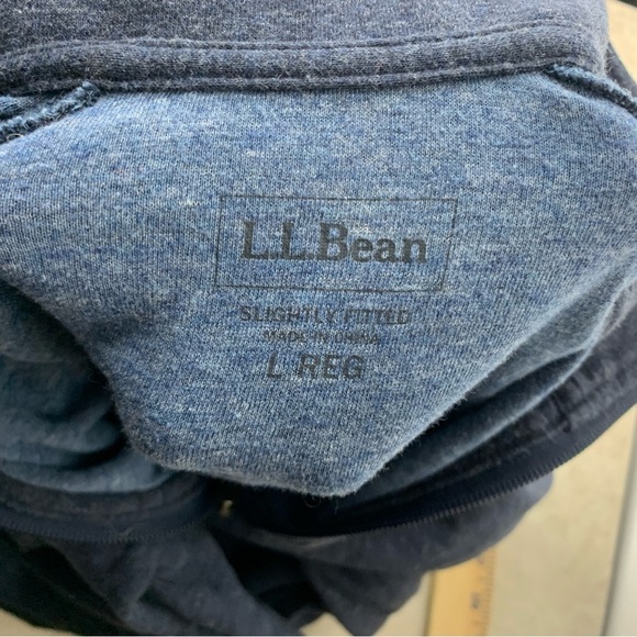 LL Bean Men Size Large Pullover 1/4 Zip Sweater Top Blue Cotton Blend Shirt - Picture 6 of 7